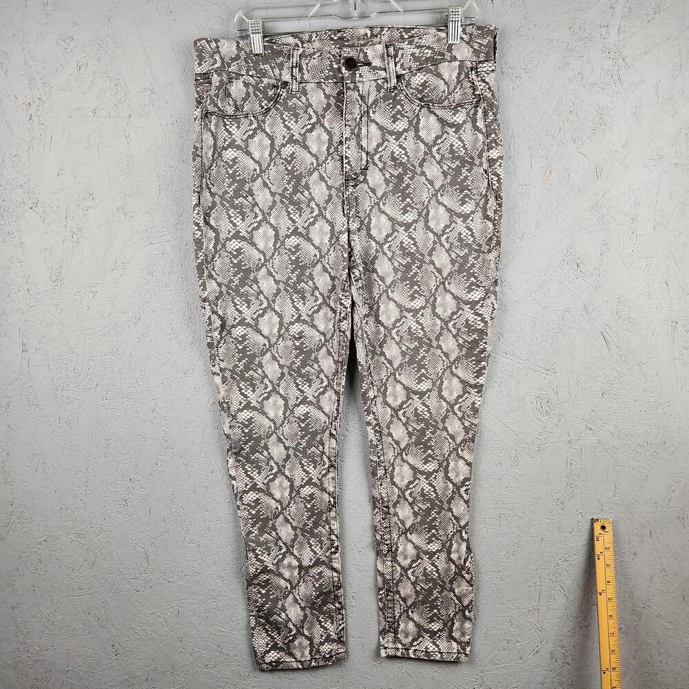Seven7 Jeans Womens 14 Gray Snakeskin Print Stretch 5 Pocket Ankle Skinny Denim